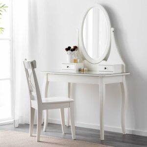Harga meja rias murah minimalis mewah modern dan klasik terbaru model desain set kursi anak perempuan warna putih pigura kaca kecil Jepara