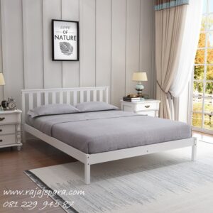 Harga tempat tidur minimalis murah warna putih dengan material kayu mahoni dan jati cat duco model set kamar modern ukuran terbaru yang nyaman