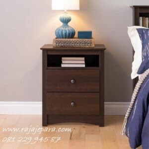 Nakas jati Jepara klasik model desain meja hias kecil 2 laci dari kayu samping tempat tidur mewah minimalis ukir ukiran jual harga murah