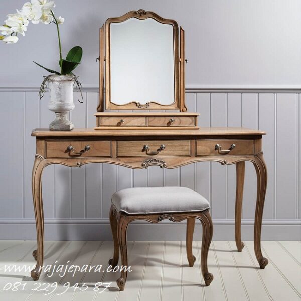 Harga meja rias kayu jati Jepara model desain set kursi plus kaca cermin mewah klasik modern dan minimalis harga murah