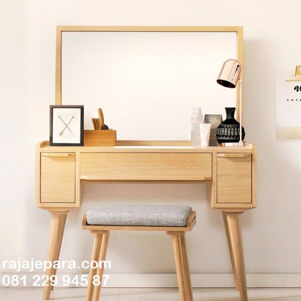 Meja rias kayu jati minimalis mewah modern dan klasik ukuran terbaru model desain set kursi kaca cermin ukir Jepara harga murah