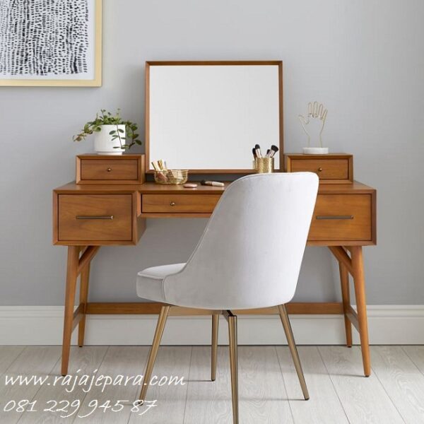 Model meja rias minimalis modern dan mewah klasik terbaru desain set kursi kayu jati dan kaca cermin Jepara laci sliding simple harga murah