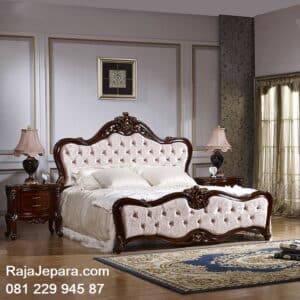 Model tempat tidur mewah terbaru desain set kamar minimalis modern dan klasik kayu jati Jepara jok busa ukuran dewasa ukir harga murah