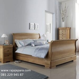 Tempat tidur kayu jati minimalis mewah modern dan klasik terbaru dari Jepara model desain satu set furniture kamar bagong non ukiran harga murah