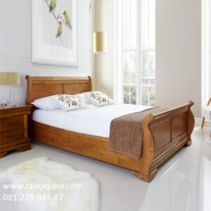 Tempat tidur kayu jati Jepara minimalis mewah modern dan klasik terbaru model desain satu set furniture non ukiran kapal harga murah