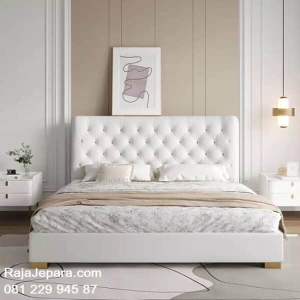 Tempat tidur mewah minimalis modern dan klasik model desain set kamar ukuran terbaru warna putih dekorasi gambar jok busa dari kayu harga murah