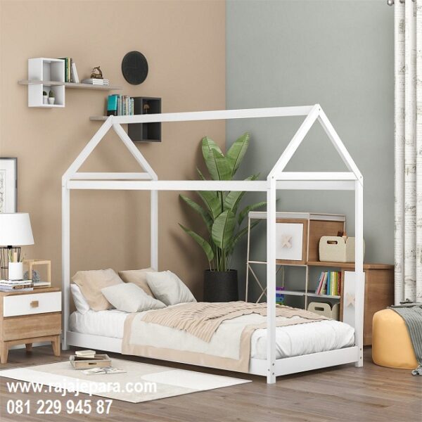 Tempat tidur anak laki laki minimalis mewah modern dan karakter bentuk mobil terbaru warna putih model desain set kamar sederhana harga murah