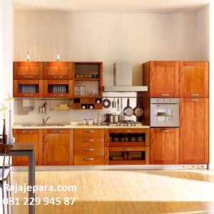 Kitchen set dapur kecil sempit sederhana basah model desain lemari dapur gantung kayu jati minimalis mewah modern terbaru Depok harga murah