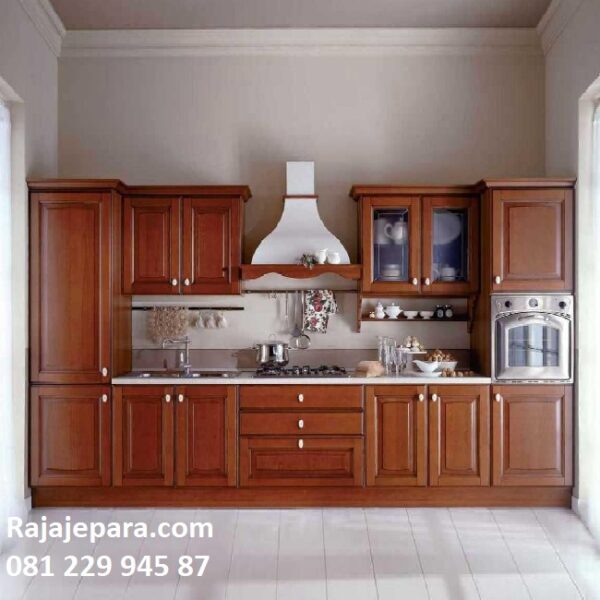 Kitchen set kayu jati Jepara model desain lemari dapur minimalis mewah modern dan klasik terbaru solid palet sederhana harga murah