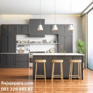 Model kitchen set minimalis mewah modern dan klasik terbaru desain lemari dapur kecil sederhana atas dan bawah leter L dari kayu harga murah