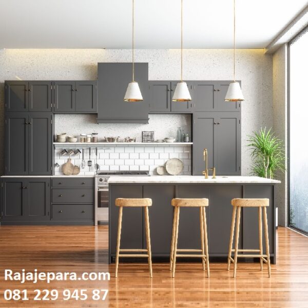 Model kitchen set minimalis mewah modern dan klasik terbaru desain lemari dapur kecil sederhana atas dan bawah leter L dari kayu harga murah