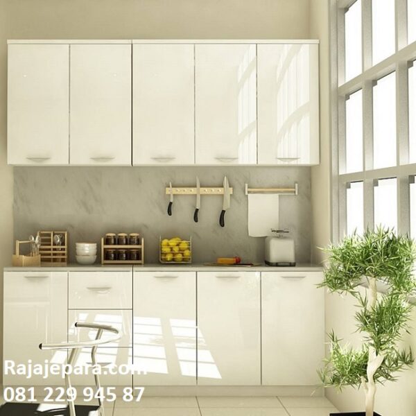 Model kitchen set minimalis modern mewah dan klasik terbaru desain untuk lemari dapur kecil leter L dari kayu warna putih harga murah