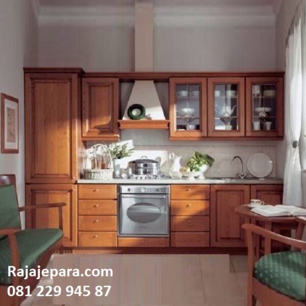 Model kitchen set terbaru minimalis mewah modern dan klasik desain gambar lemari dapur kayu jati Jepara di Jakarta harga murah