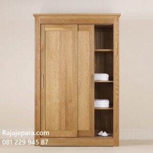 Harga lemari pakaian 2 pintu geser minimalis modern dan klasik sederhana model desain almari baju sliding door dua pintu kayu jati jepara murah