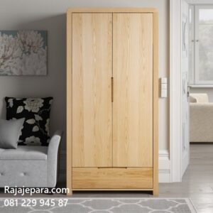 Harga lemari pakaian 2 pintu kayu jati Jepara model desain almari baju ukuran dua pintu Jepara minimalis klasik sederhana dan rustic murah