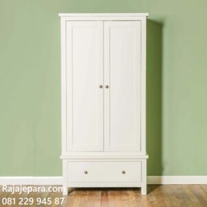 Harga lemari pakaian 2 pintu minimalis sliding modern sederhana model terbaru desain almari baju ukuran anak dua pintu laci warna putih kayu murah