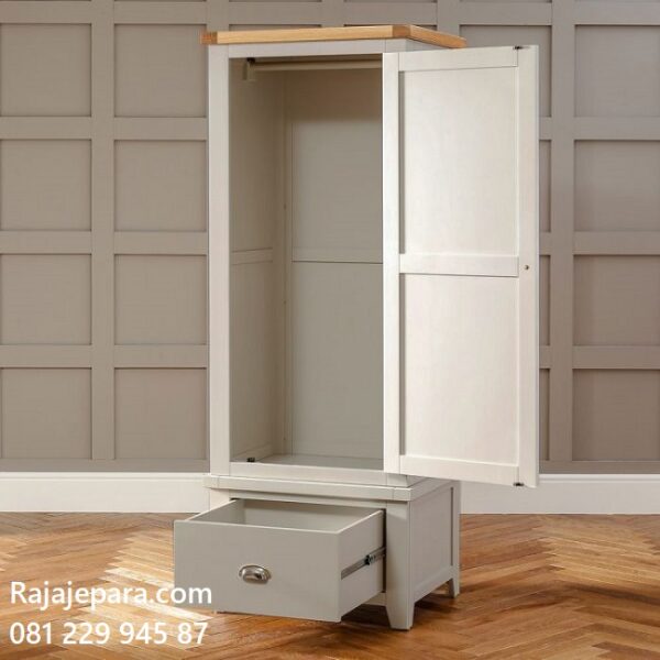 Lemari pakaian 1 pintu minimalis modern dan terbaru warna putih cat duco model desain almari baju anak wardrobe satu pintu kayu jati harga murah