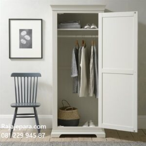 Lemari pakaian 1 pintu putih minimalis modern dan sederhana terbaru cat duco model desain almari baju anak satu pintu kayu harga murah