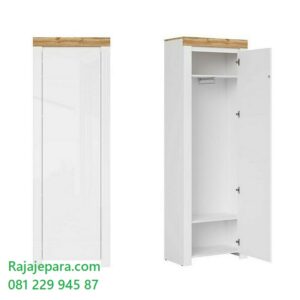 Lemari pakaian 1 pintu terbaru minimalis modern dan klasik warna putih cat duco dari kayu model desain almari baju anak satu pintu harga murah