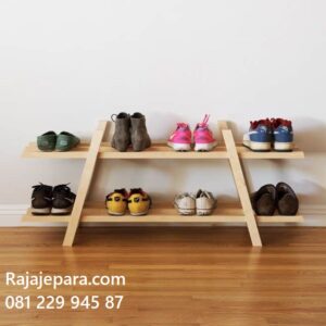 rak sepatu murah kayu jati Jepara model desain lemari penyimpanan sandal minimalis sederhan untuk apartemen dan rumah harga murah