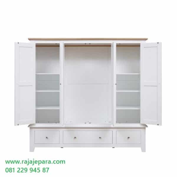 Harga lemari pakaian 4 pintu minimalis modern klasik dan ukuran terbaru dari kayu warna putih duco model desain almari baju empat pintu murah