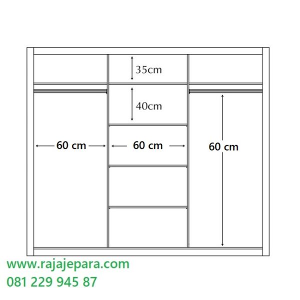 Lemari-Pakaian-3-Pintu-Geser 3 Ukuran