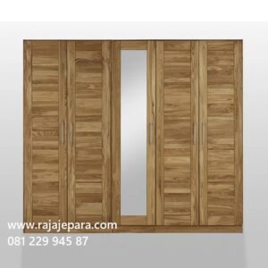 Lemari pakaian 5 pintu kayu jati minimalis mewah dan klasik kuno model almari baju lima pintu kaca cermin desain ukuran terbaru harga murah
