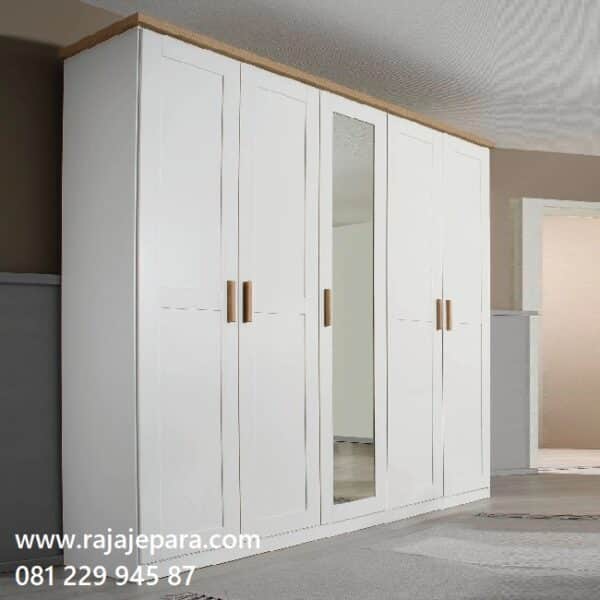 Model lemari pakaian 5 pintu minimalis modern dan klasik ukuran terbaru model desain almari baju lima pintu kaca putih cat duco harga murah