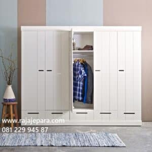 Model lemari pakaian 5 pintu minimalis modern dan klasik ukuran terbaru desain almari baju lima pintu warna putih dari kayu harga murah