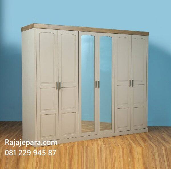 Model lemari pakaian 6 pintu kaca cermin minimalis mewah modern dan klasik ukuran terbaru desain almari baju enam pintu putih kayu harga murah