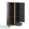 Lemari pakaian modern 2 pintu minimalis mewah dan klasik ukuran terbaru model desain almari baju dua pintu 1 laci warna hitam harga murah