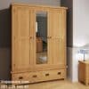 Model lemari pakaian kayu jati 3 pintu Jepara desain almari baju tiga pintu kaca cermin 2 laci minimalis modern dan klasik ukuran terbaru harga murah