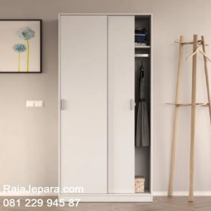 Lemari pakaian sliding 2 pintu minimalis mewah modern dan klasik ukuran terbaru model desain almari baju geser door warna putih harga murah