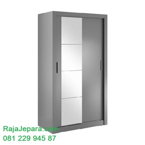 Lemari pakaian sliding 2 pintu kaca cermin model desain almari baju geser door minimalis mewah modern klasik ukuran terbaru dari kayu harga murah