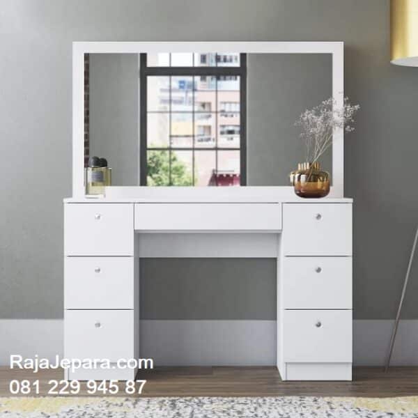 Desain meja rias minimalis modern mewah dan klasik ukuran anak perempuan dewasa terbaru warna putih set kursi kaca cermin dan laci harga murah