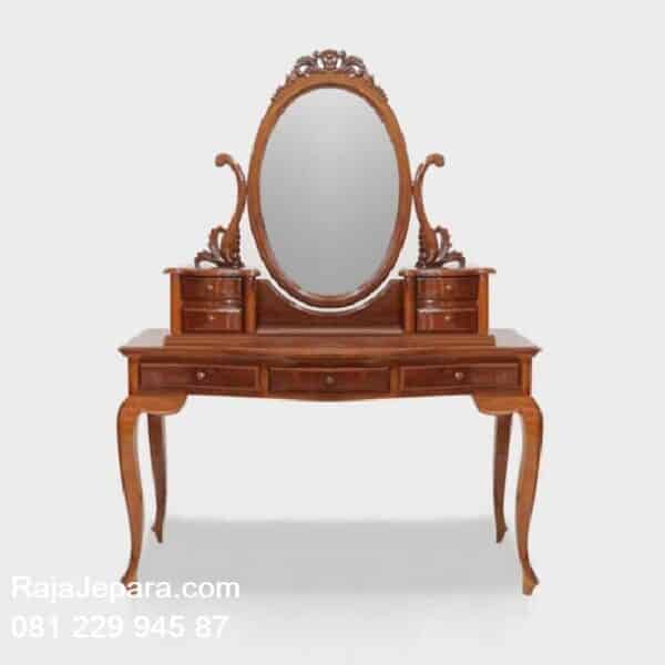 Harga meja rias jati Jepara model desain set kursi minimalis dengan kaca cermin Kartini mewah modern kuno klasik ukuran terbaru harga murah