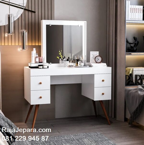 Model meja rias terbaru minimalis mewah modern klasik vintage untuk anak perempuan desain set kursi putih 4 laci kaca cermin harga murah
