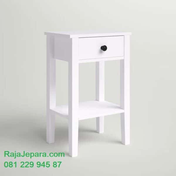 Meja nakas murah minimalis mewah modern klasik ukuran terbaru model meja hias rias samping tempat tidur putih desain 1 laci harga termurah