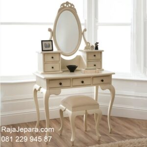 Meja rias kartini Jepara model desain set kursi kayu mahoni warna putih cantik kaca cermin minimalis mewah klasik perempuan harga murah