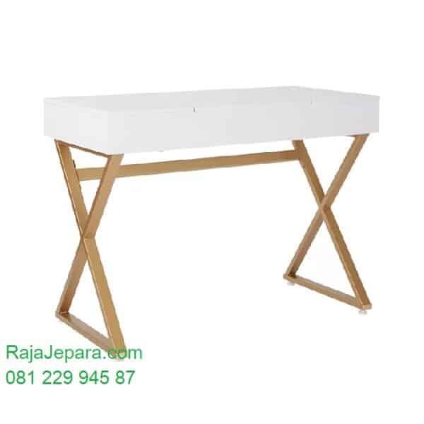 Meja rias unik dari kayu model desain set kursi warna putih minimalis modern klasik ukuran anak perempuan terbaru kaki besi holo harga murah