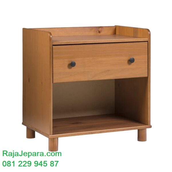 Nakas tempat tidur minimalis mewah modern dan klasik ukuran 1 laci terbaru model desain meja hias kayu jati Jepara vintage retro harga murah