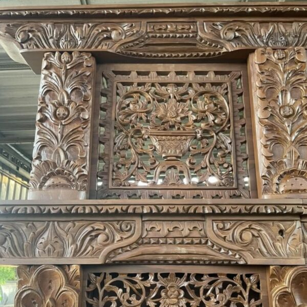 Gebyok Ukiran Jepara 3 meter model pintu utama rumah mewah kuno klasik antik ukuran 2 pintu kayu jati harga murah
