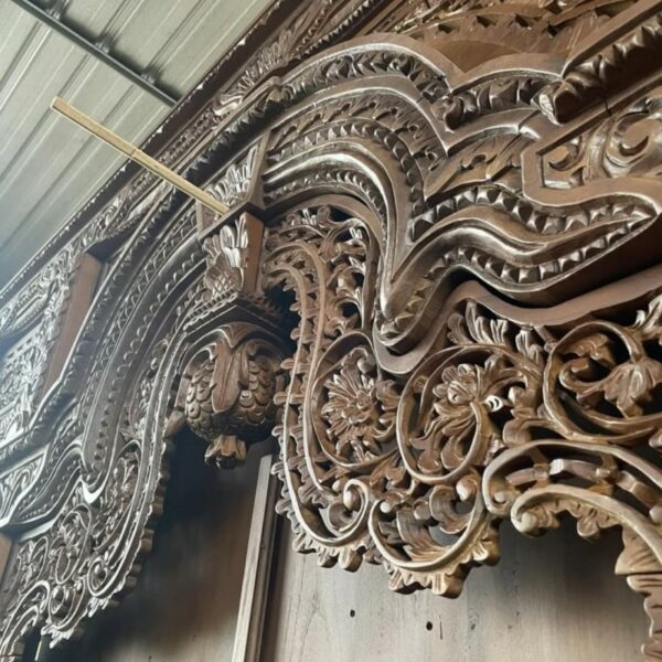 Gebyok Ukiran Jepara 3 meter model pintu utama rumah mewah kuno klasik antik ukuran 2 pintu kayu jati harga murah