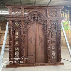 Gebyok Ukiran Jepara 3 meter model pintu utama rumah mewah kuno klasik antik ukuran 2 pintu kayu jati harga murah