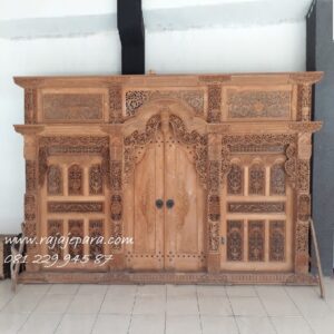 Pintu gebyok Jepara 4 meter model kusen utama rumah ukir kayu jati ukuran 2 pintu klasik antik mewah harga murah